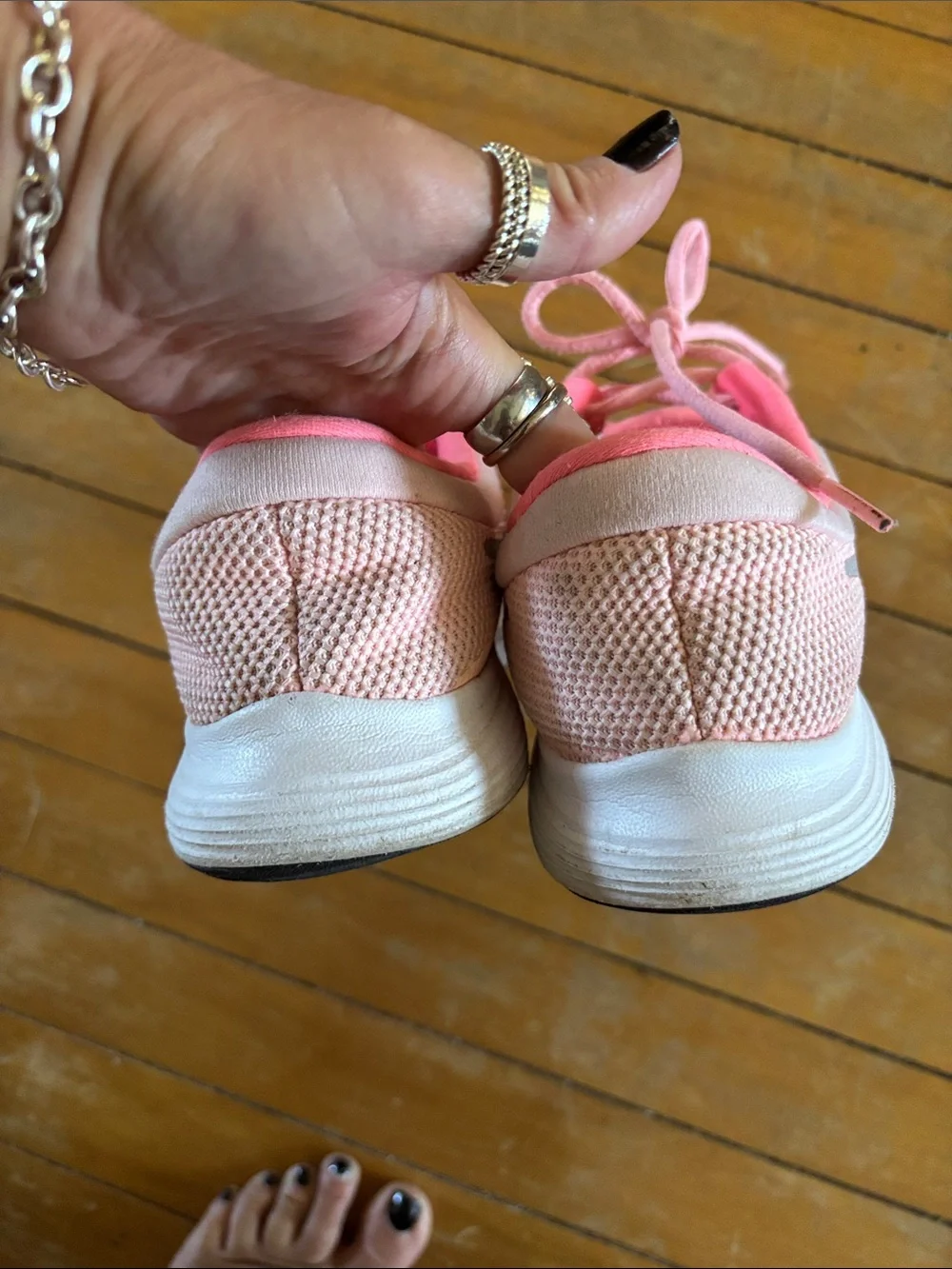 Nike Pink and Gray Mesh Running Sneakers